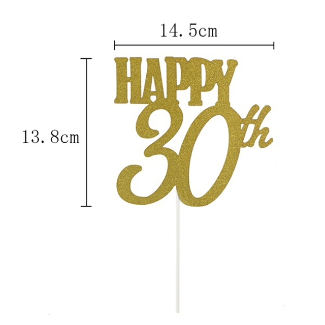 Topper tortu urodzinowego 30th 40th 50th, papierowy talerz jednorazowy, dekoracje złoty czarny, balony, banner - Wianko - 8