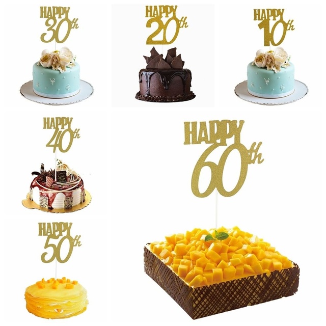 Topper tortu urodzinowego 30th 40th 50th, papierowy talerz jednorazowy, dekoracje złoty czarny, balony, banner - Wianko - 11