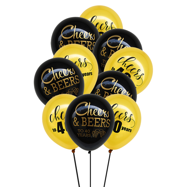 Topper tortu urodzinowego 30th 40th 50th, papierowy talerz jednorazowy, dekoracje złoty czarny, balony, banner - Wianko - 16