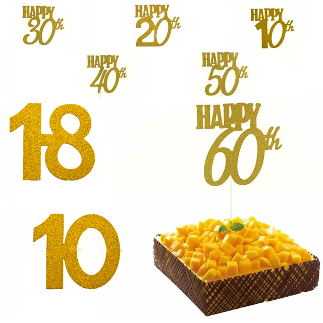 Topper tortu urodzinowego 30th 40th 50th, papierowy talerz jednorazowy, dekoracje złoty czarny, balony, banner - Wianko - 7