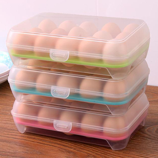 Pudło na jajka plastikowe z 15 siatkami do przechowywania w lodówce - Wianko - 2