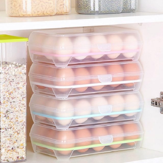 Pudło na jajka plastikowe z 15 siatkami do przechowywania w lodówce - Wianko - 3