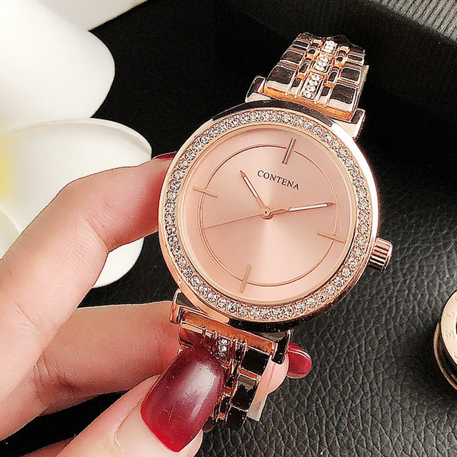 Nowy Różowy Zegarek Bransoletka dla Kobiet - Kwarcowy z Diamentami - Wianko - 10