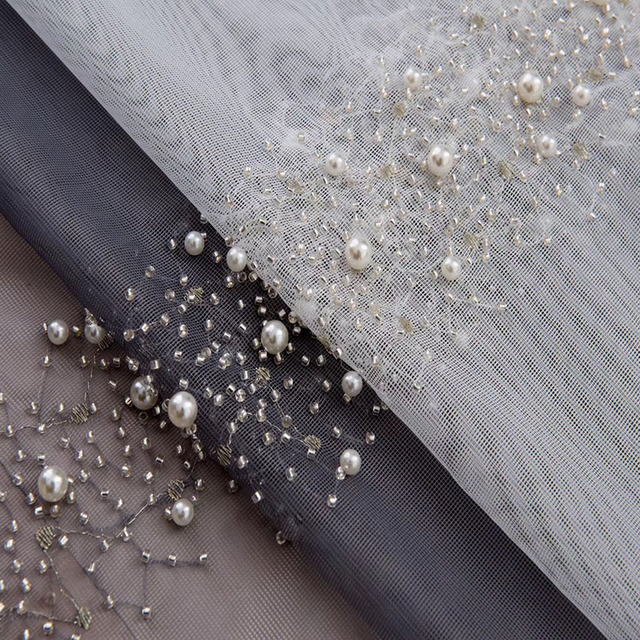 Zasłony do sypialni 3D Pearl Series szare tiulowe diamentowe z efektem luksusowego blasku - Wianko - 7