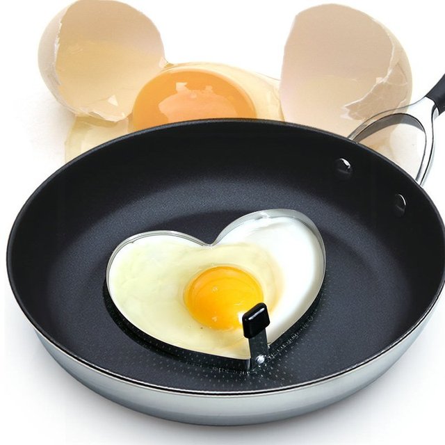 Pierścienie do jajek i naleśników ze stali nierdzewnej w kształcie serca - Wianko - 1