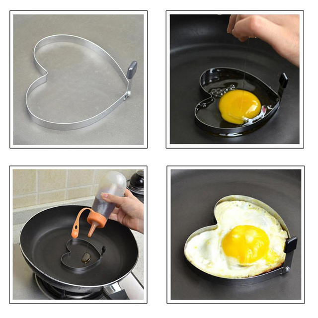 Pierścienie do jajek i naleśników ze stali nierdzewnej w kształcie serca - Wianko - 3