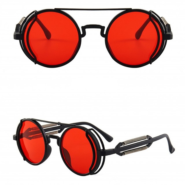 Okulary przeciwsłoneczne rowerowe w stylu punk, okrągła oprawka, szkiełka kolorowe, wiosenne trendy - Wianko - 8