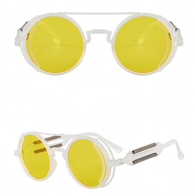 Okulary przeciwsłoneczne rowerowe w stylu punk, okrągła oprawka, szkiełka kolorowe, wiosenne trendy - Wianko - 12