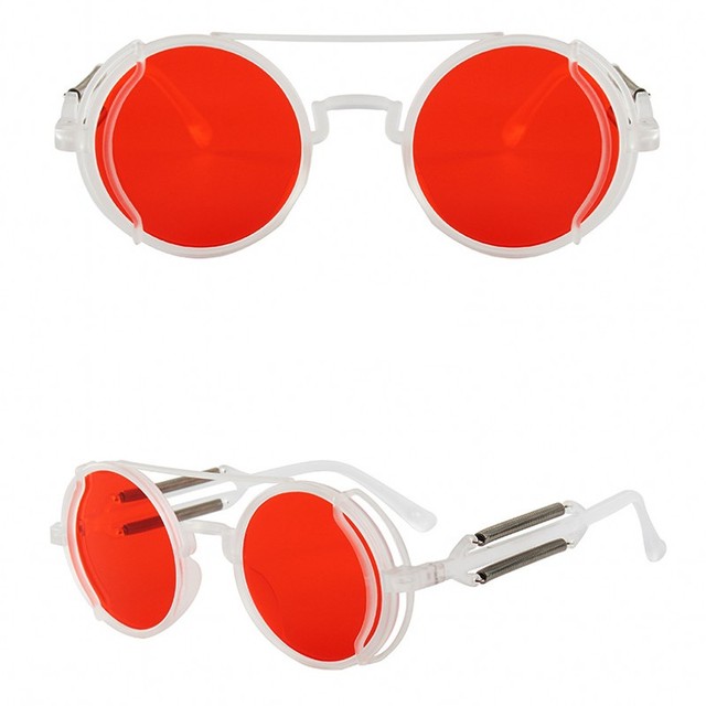 Okulary przeciwsłoneczne rowerowe w stylu punk, okrągła oprawka, szkiełka kolorowe, wiosenne trendy - Wianko - 13