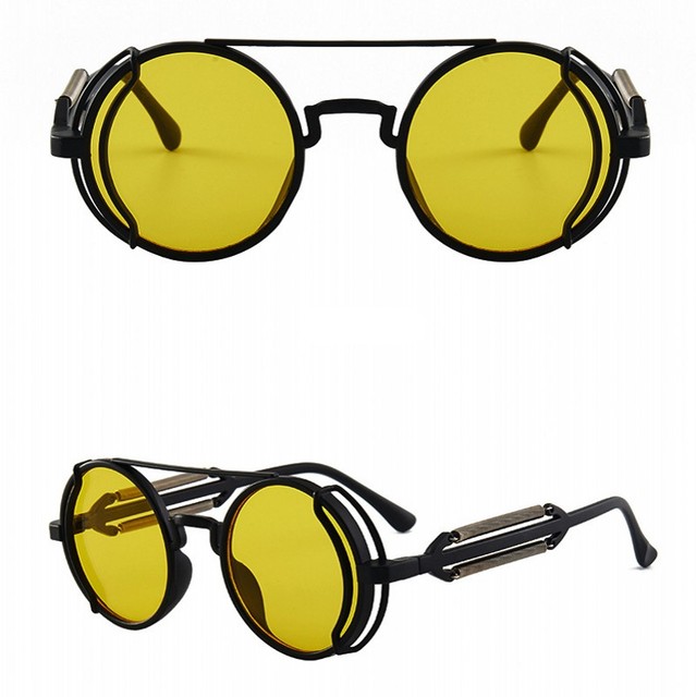 Okulary przeciwsłoneczne rowerowe w stylu punk, okrągła oprawka, szkiełka kolorowe, wiosenne trendy - Wianko - 7