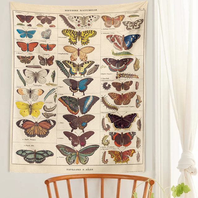 Ilustracja motyla - estetyczny vintage gobelin na ścianę - Wianko - 3