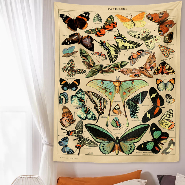 Ilustracja motyla - estetyczny vintage gobelin na ścianę - Wianko - 4