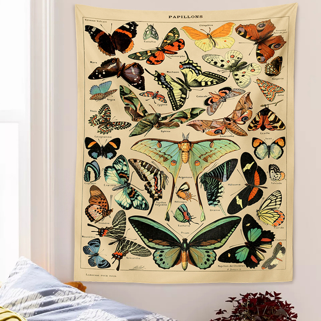 Ilustracja motyla - estetyczny vintage gobelin na ścianę - Wianko - 5