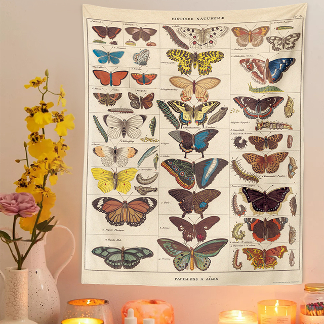 Ilustracja motyla - estetyczny vintage gobelin na ścianę - Wianko - 6