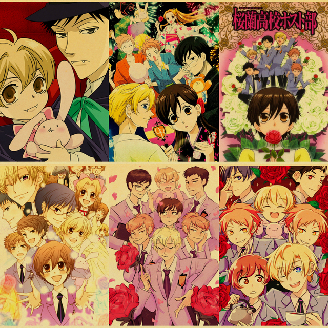 Obraz na płótnie Wall Art japońskie Anime Ouran Highschool Host Club - Nordic Room Decor - Wianko - 2