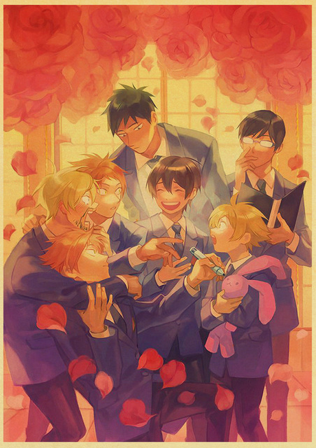 Obraz na płótnie Wall Art japońskie Anime Ouran Highschool Host Club - Nordic Room Decor - Wianko - 4