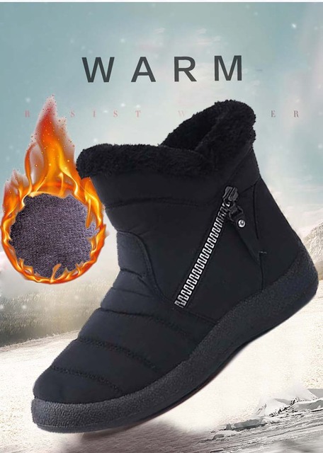 Botki zimowe damskie do kostki, wygodne slip on wodoodporne buty z platformą - punkowy styl (Botas Mujer) - Wianko - 1