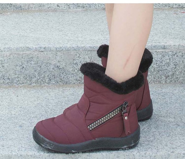 Botki zimowe damskie do kostki, wygodne slip on wodoodporne buty z platformą - punkowy styl (Botas Mujer) - Wianko - 3