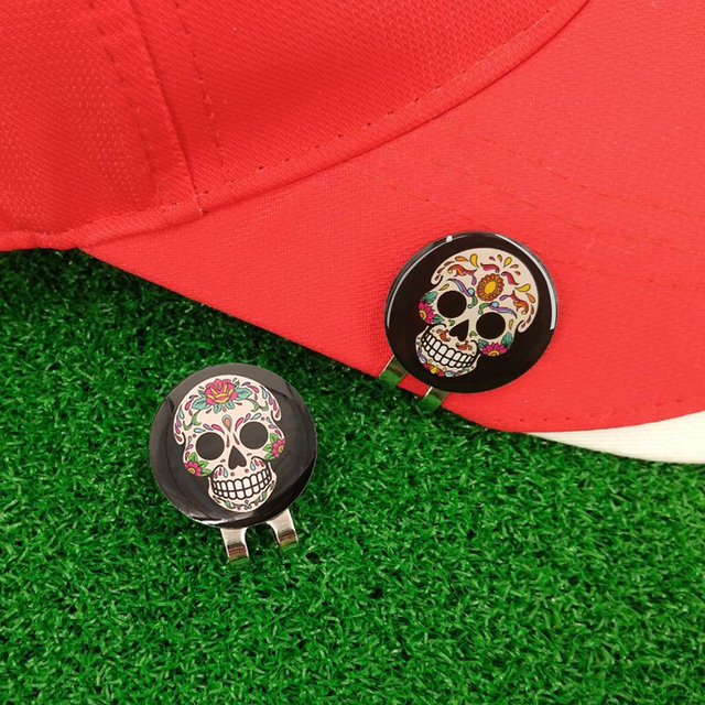 Opakowanie 6 sztuk magnetycznych klipsów do kapelusza z czarną czaszką piłką golfową Golf Mark - akcesoria projektu Halloween - Wianko - 1