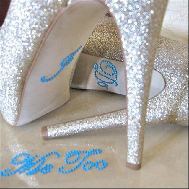 Dekoracje ślubne - srebrne kryształki samoprzylepne naklejki na buty panny młodej - wieczór panieński - artykuły do dekoracji na imprezę - Wianko - 5