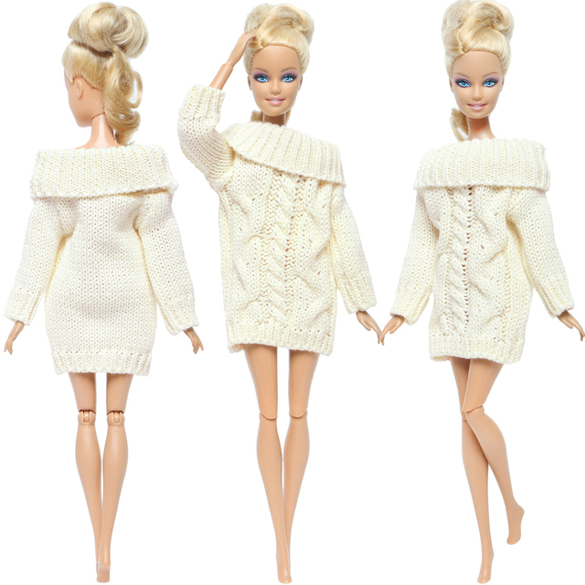 Zestaw zimowego swetra, sukienki i dodatków dla Barbie, Multicolor - Wianko - 12