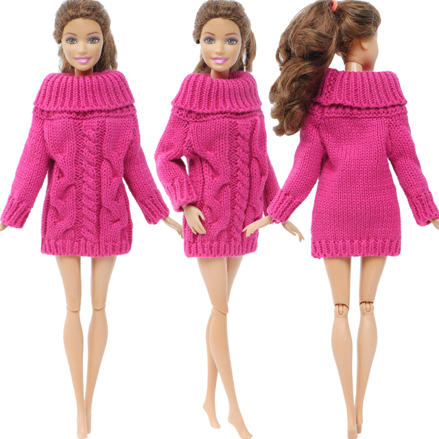 Zestaw zimowego swetra, sukienki i dodatków dla Barbie, Multicolor - Wianko - 6
