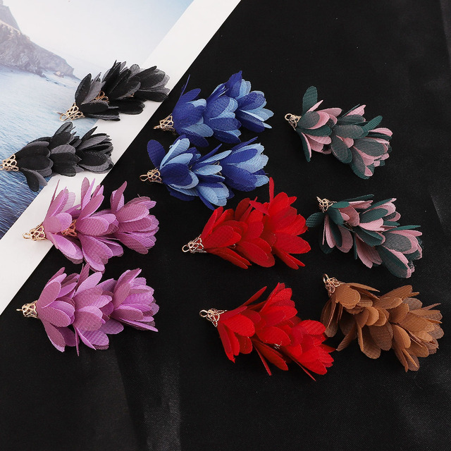 Modne frędzle kwiatowe z czeskimi charmami do tworzenia biżuterii DIY – nowe, 2 sztuki/partia, 3 warstwy - Wianko - 8