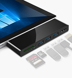 Czytnik kart pamięci Rocketek USB 3.0 z hubem, adapterem wielu portów USB typu C, interfejsem zasilania i czytnikiem kart SD/TF - akcesoria do MacBooka Pro i laptopów PC - Wianko - 5