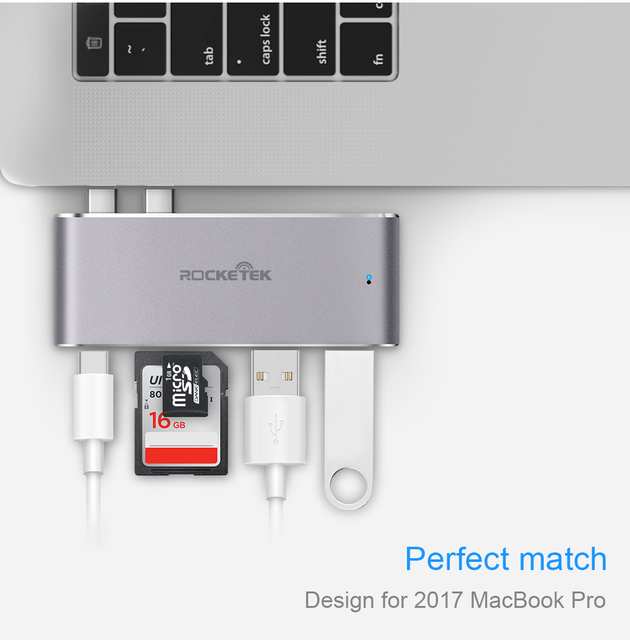 Czytnik kart pamięci Rocketek USB 3.0 z hubem, adapterem wielu portów USB typu C, interfejsem zasilania i czytnikiem kart SD/TF - akcesoria do MacBooka Pro i laptopów PC - Wianko - 13