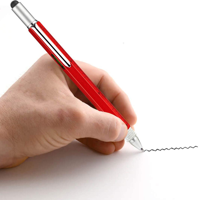 Narzędzie wielofunkcyjne pióro 6in1 z elementem stylusu, metalowym długopisem, śrubokrętem i wskaźnikiem poziomu - kreatywna ручка STATIONERI boligrafos bullet - Wianko - 4