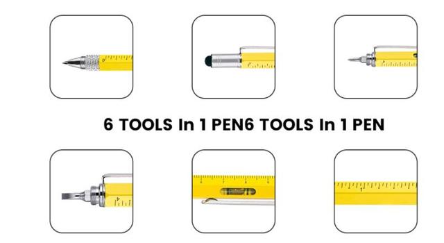 Narzędzie wielofunkcyjne pióro 6in1 z elementem stylusu, metalowym długopisem, śrubokrętem i wskaźnikiem poziomu - kreatywna ручка STATIONERI boligrafos bullet - Wianko - 11
