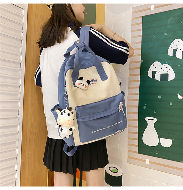 Plecak nylonowy dla dziewcząt z kieszonką na przedniej ścianie - Wianko - 11