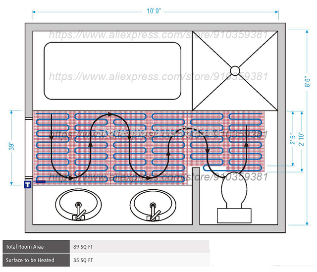 System ogrzewania płytek podłogowych Mat 1.5 m², 220V, 150W/m² z termostatem - Wianko - 3