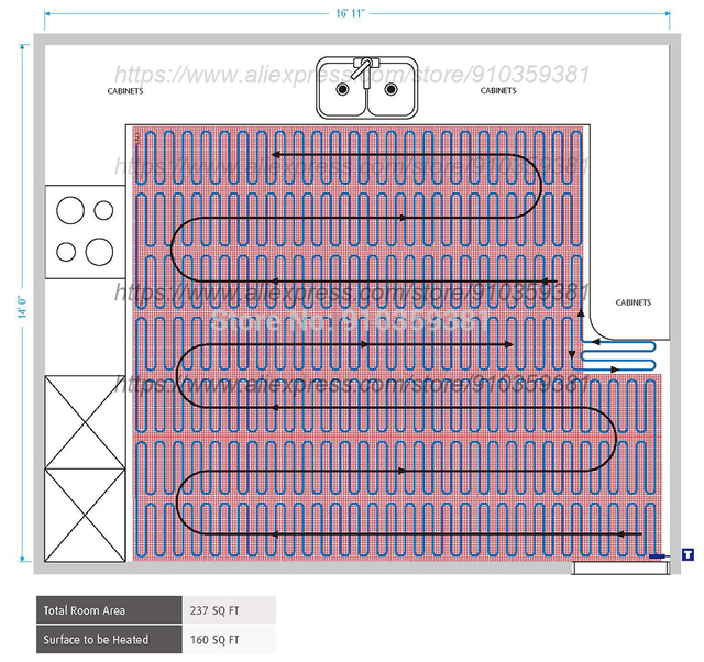 System ogrzewania płytek podłogowych Mat 1.5 m², 220V, 150W/m² z termostatem - Wianko - 4