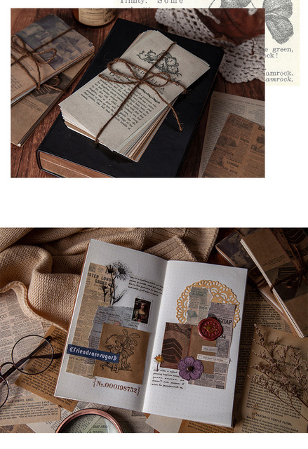 Retro kreatywny notatnik materiał DIY z 60 sztukami papieru do dekoracji - Wianko - 17