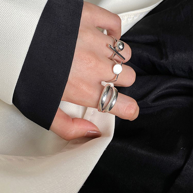 Kokardy srebrne pierścionki QMCOCO 925 - nowoczesna biżuteria, wyjątkowy design - Wianko - 19