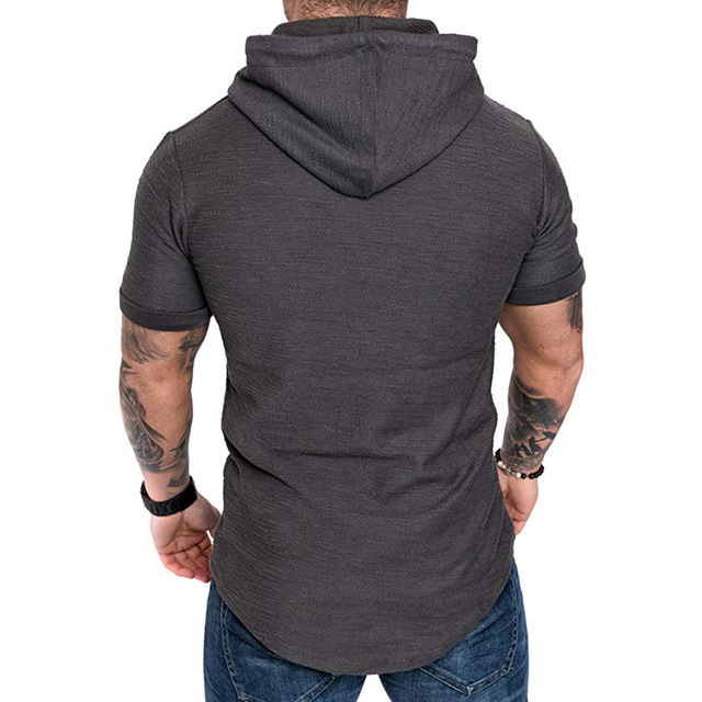 Męska bluza z kapturem w stylu Hip Hop, solidny kolor, krótki rękaw, rozmiar M-3XL - Wianko - 18