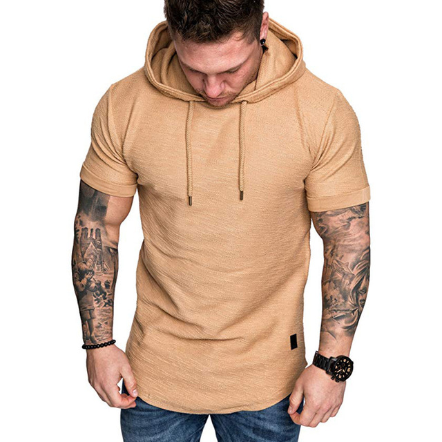 Męska bluza z kapturem w stylu Hip Hop, solidny kolor, krótki rękaw, rozmiar M-3XL - Wianko - 14