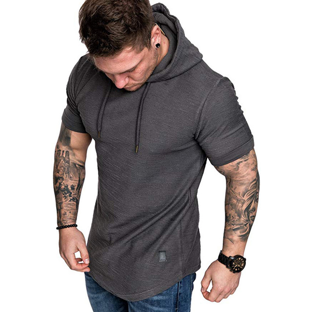 Męska bluza z kapturem w stylu Hip Hop, solidny kolor, krótki rękaw, rozmiar M-3XL - Wianko - 16
