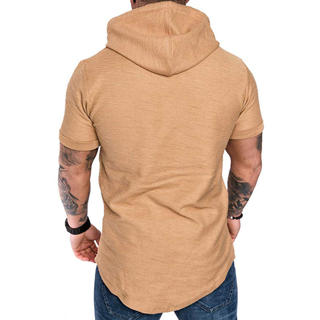 Męska bluza z kapturem w stylu Hip Hop, solidny kolor, krótki rękaw, rozmiar M-3XL - Wianko - 15