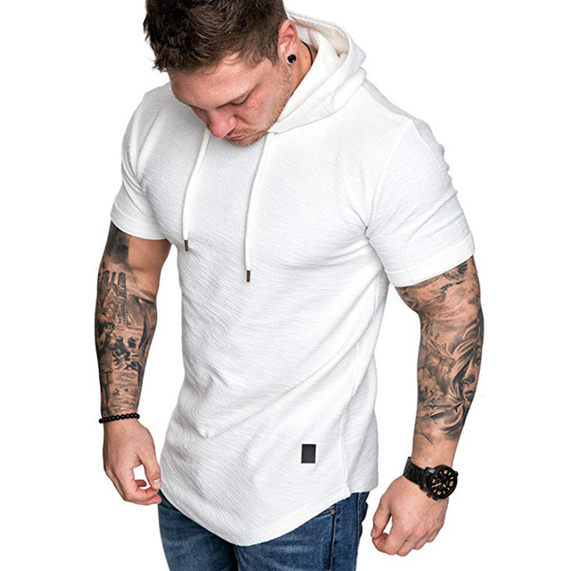 Męska bluza z kapturem w stylu Hip Hop, solidny kolor, krótki rękaw, rozmiar M-3XL - Wianko - 5