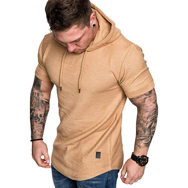 Męska bluza z kapturem w stylu Hip Hop, solidny kolor, krótki rękaw, rozmiar M-3XL - Wianko - 13