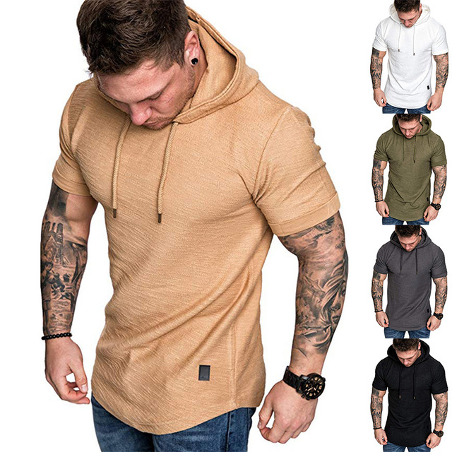 Męska bluza z kapturem w stylu Hip Hop, solidny kolor, krótki rękaw, rozmiar M-3XL - Wianko - 2