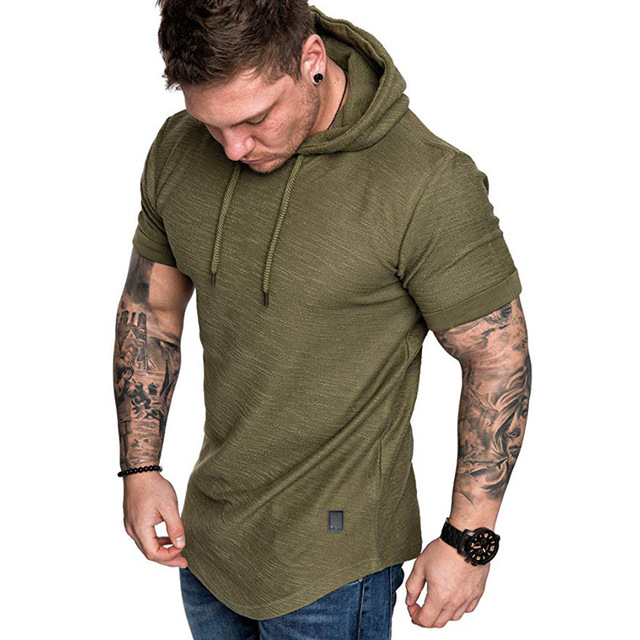 Męska bluza z kapturem w stylu Hip Hop, solidny kolor, krótki rękaw, rozmiar M-3XL - Wianko - 10