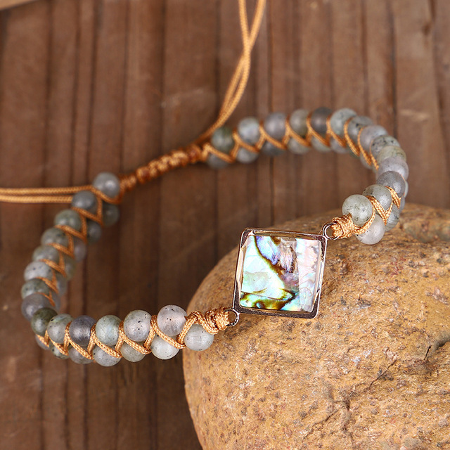 Naturalna bransoletka z koralikami z opalu - biżuteria ręcznie robiona na sznurku dla kobiet i mężczyzn, idealna do jogi, medytacji oraz jako wisiorek - Wianko - 4
