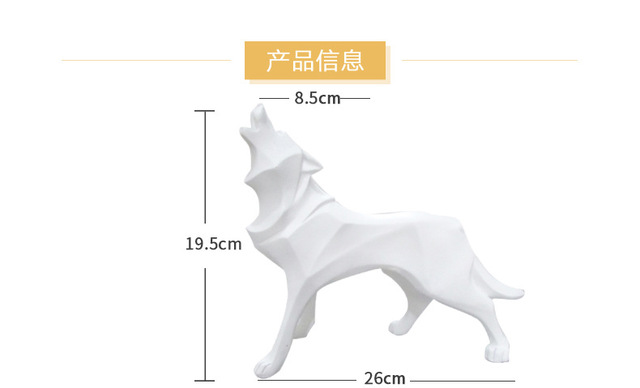 Figurka geometryczna wilka, styl nordycki, żywica abstrakcyjna, dekoracja wnętrz - Wianko - 2