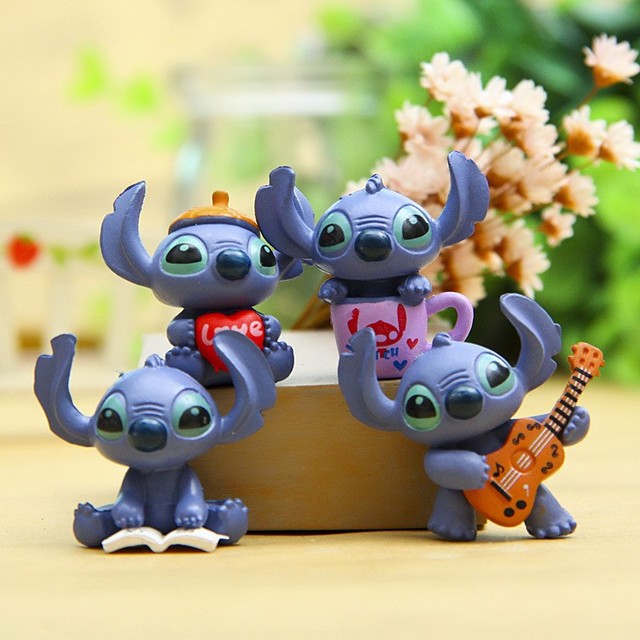 Disney Mini Stitch - zestaw 4 figurki zabawek, modele lalki dekoracyjne, idealne jako prezent na Boże Narodzenie - Wianko - 3