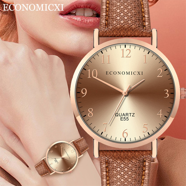 Nowy damski zegarek na rękę z luksusowym skórzanym paskiem, kwarcowym mechanizmem i okrągłą tarczą z cyframi arabskimi - Wianko - 3