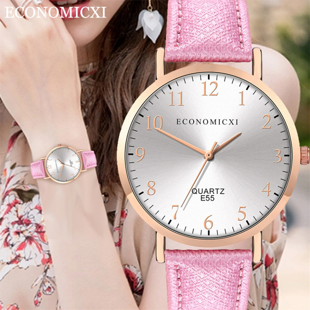 Nowy damski zegarek na rękę z luksusowym skórzanym paskiem, kwarcowym mechanizmem i okrągłą tarczą z cyframi arabskimi - Wianko - 5