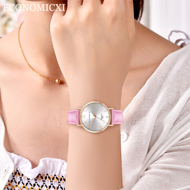 Nowy damski zegarek na rękę z luksusowym skórzanym paskiem, kwarcowym mechanizmem i okrągłą tarczą z cyframi arabskimi - Wianko - 14